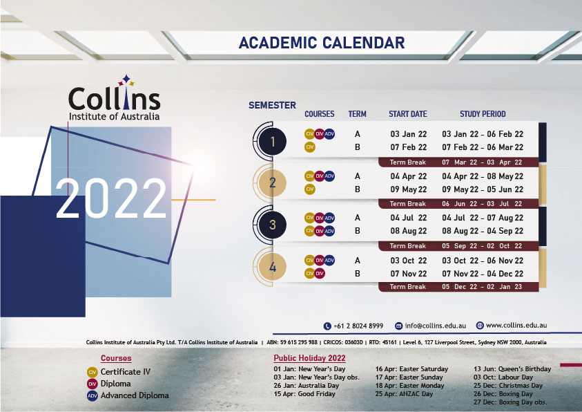 Academic Calendar – Collins Institute Of Australia